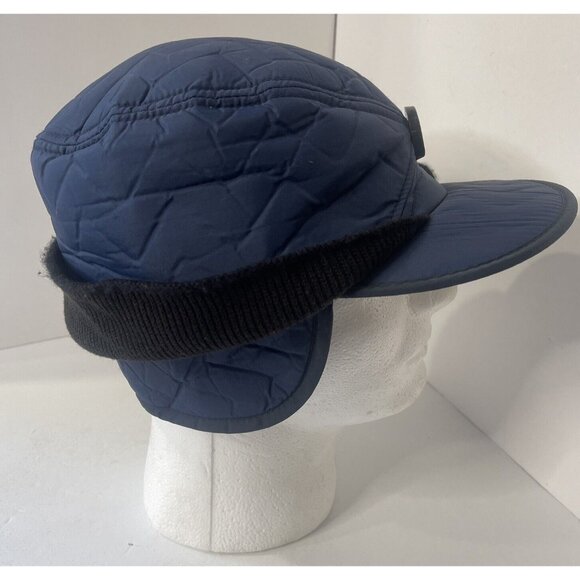 Vintage Downhill Skier Ear Flap Blue Quilted Hat Haband Mens Large - Picture 8 of 10